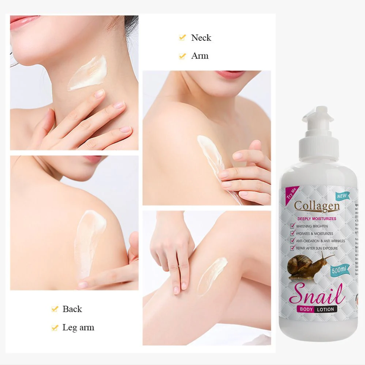 Crema corporal con colágeno y baba de caracol