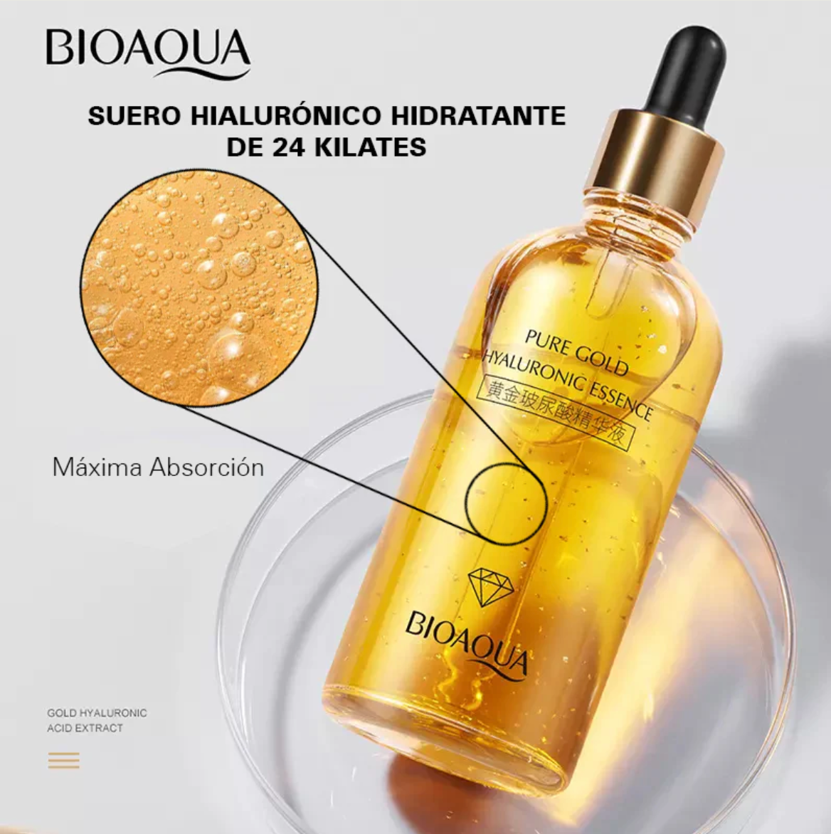 Suero Facial de 24 quilates y ácido hialurónico