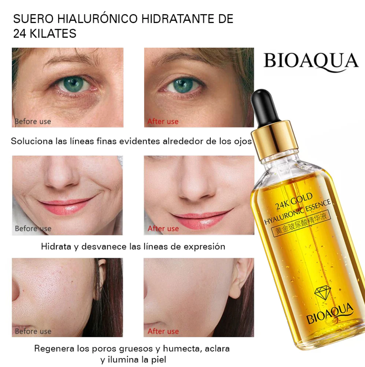 Suero Facial de 24 quilates y ácido hialurónico