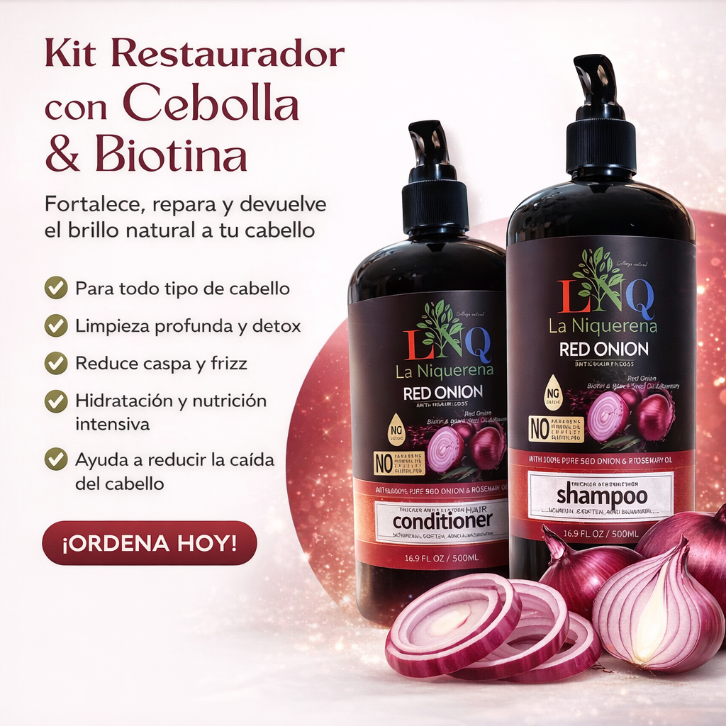shampoo y acondicionador de cebolla